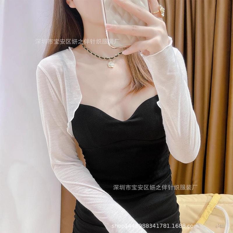 Slip Skirt Outer Shawl Cardigan Tencel Small Coat Women's Summer Short Sunscreen Ice Silk Blouse French Style Small Waistcoat