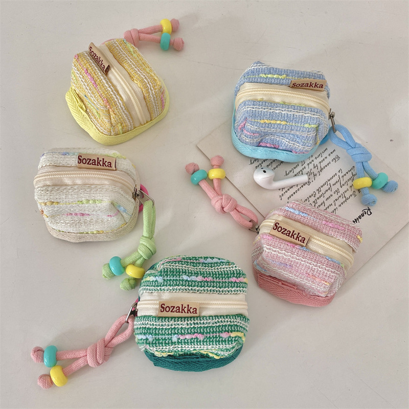 410312 Style Woven Portable Apple Wireless Bluetooth Headset Storage Protective Cover Red Bag Coin Wallet