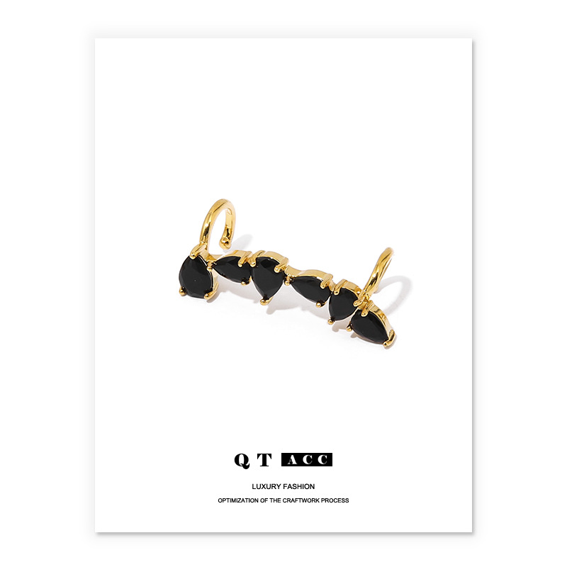 Abi Zircon negro auriculares de geometría ligera lujosa nicho de diseño de alta sensación sin agujeros de orejas orejas clips para hombres y mujeres