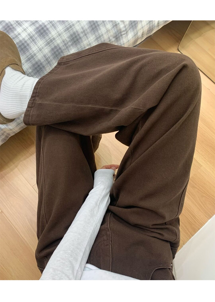 Women's Clothing Brown Maillard High-Waisted Wide Leg Jeans Curved Slimming Straight Leg Pants Loose Fit For Women Spring_ecoleips.com