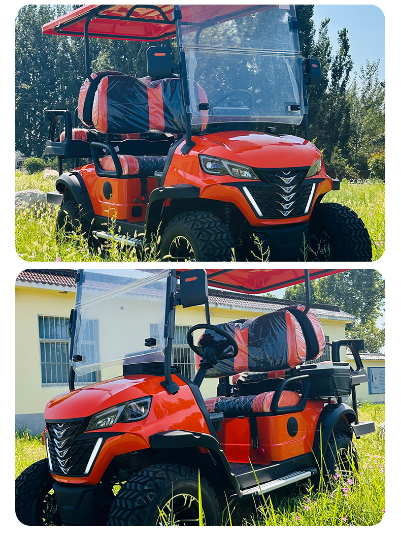 New Orange Electric Golf Cart 4 Seats Scenic Area Property Park Patrol Hotel Reception Car Can Be Customized