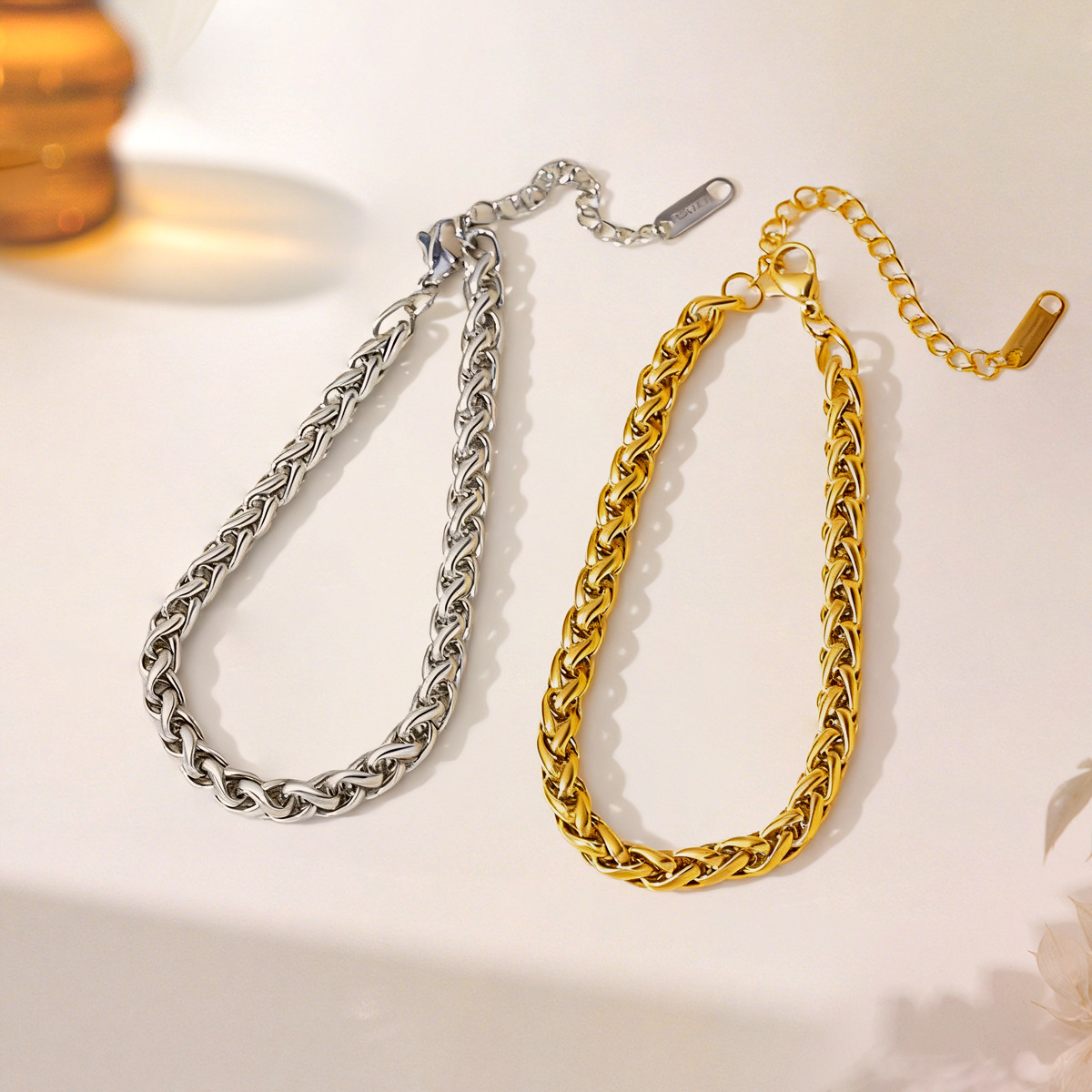 Pulsera de cadena de moda transfronteriza europea y americana INS, joyería de acero inoxidable chapada en oro auténtico._voghion.com
