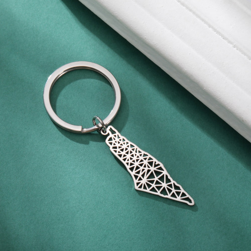Foreign trade titanium steel keychain, personalized geometric irregular triangle pattern pendant, fashionable and simple stainless steel pendant