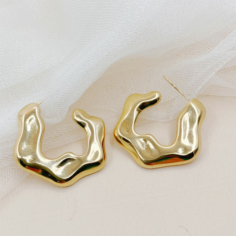Retro Geometric Stainless Steel Plating Ear Studs 1 Pair