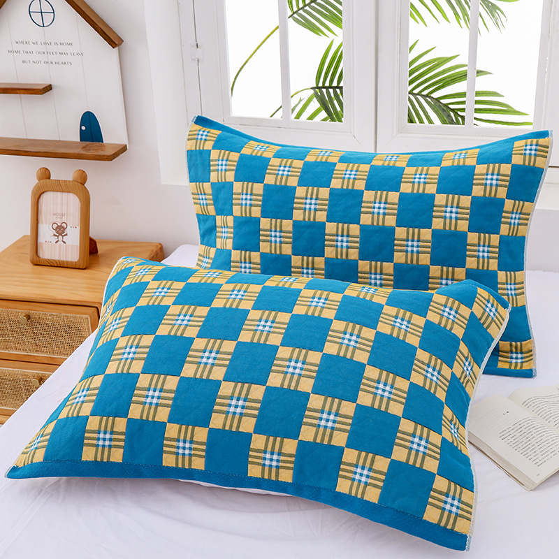 Cotton Pillowcase Home Use 100% Cotton Three-layer Gauze Enlarged Pillow Cover Towel Adult Single Student Men Women Couple Wholesale