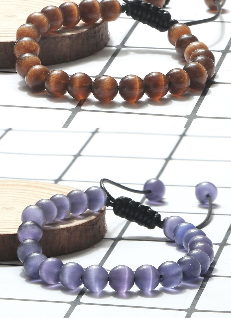 Beaded Bracelet Couple Set Handmade Braided Cat Eye Stone Rope_voghion.com