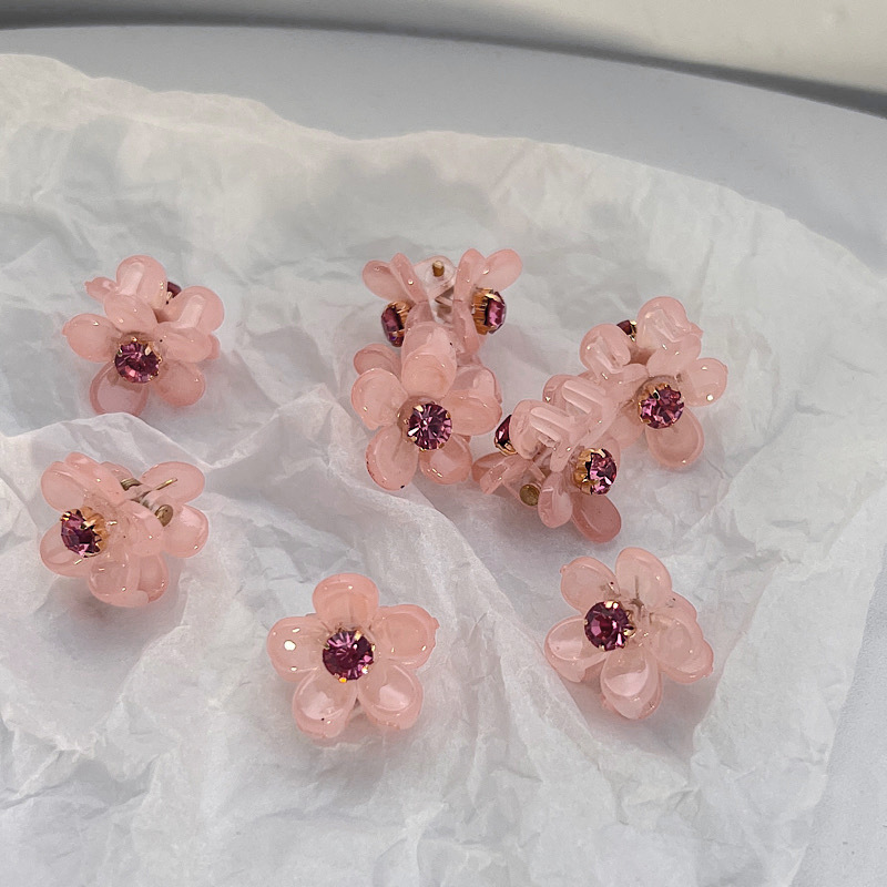 Sweet Style Jelly Color Mini Rhinestone Resin Small Flower Claw Clip Hair Clip display picture 6