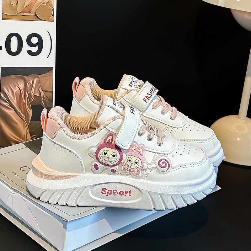 女の子の韓版の靴の子の2025春と秋の新型の子供のレジャーの低い板の靴の小さい白い靴の防水の学生の靴|undefined