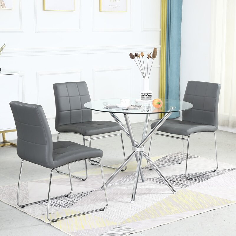 mesa de comedor de vidrio mesa de comedor de exportación de Amazon mesa de vidrio temperado de lujo mesa de comedor de alta calidad