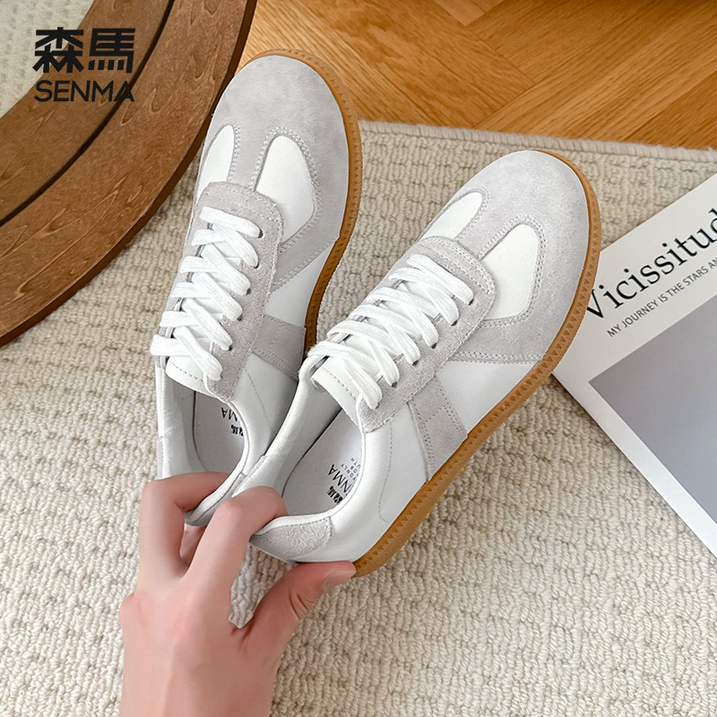 Кроссовки (Semir) спортивные универсальные с мягкой подошвой, белые/бежево‑розовые, 35–40
