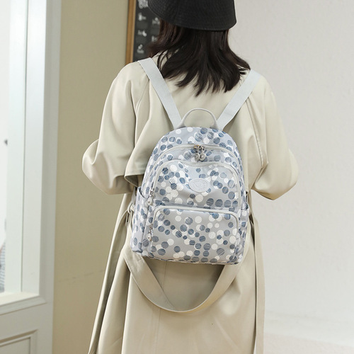 Trendy Ladies Dual Strap Bag 2024 Winter New Nylon Print Casual Travel Backpack Floral Ethnic Style Backpack