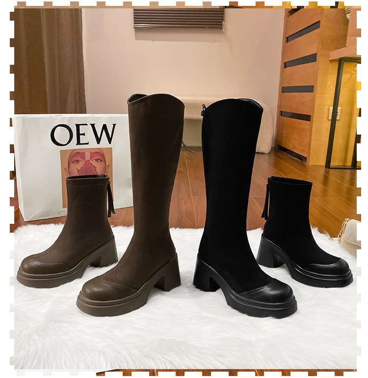 Long Boots For Women High Heel Thick Sole Winter Slimming Boot_voghion.com