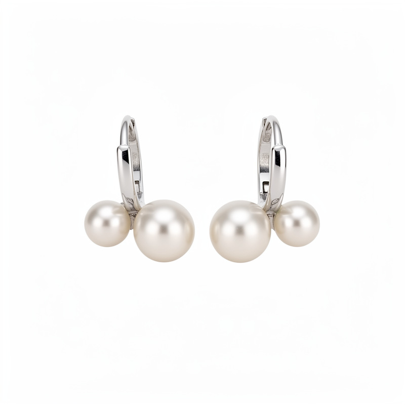 Elegante simple geometría perla aretes de perlas redondas temperamento frío aretes de aretes ligeros de lujo alta sensación de aretes al por mayor