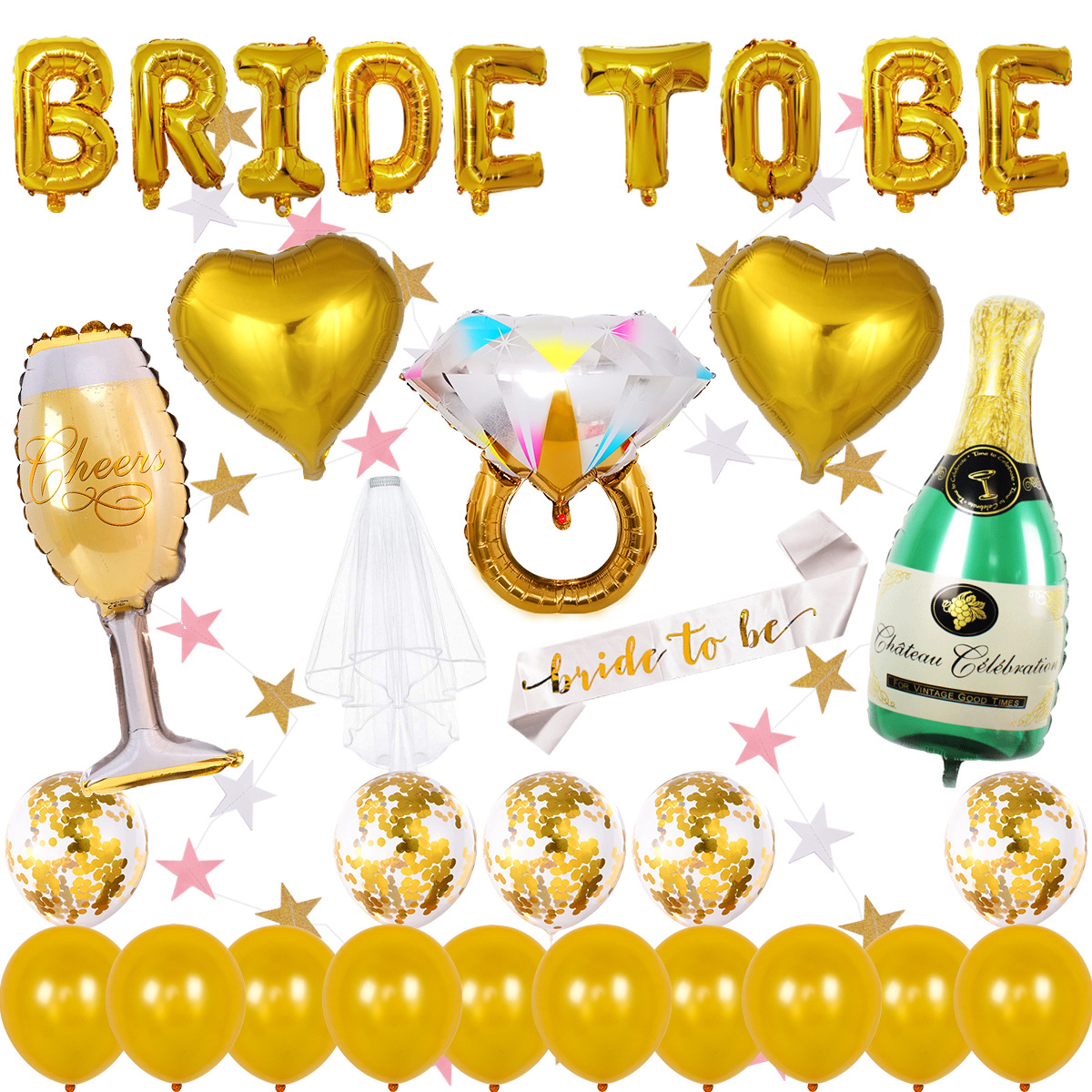 Set de globos de fiesta soltera personalizado BRIDE TO BE soltera noche decoración de la fiesta de los globos al por mayor