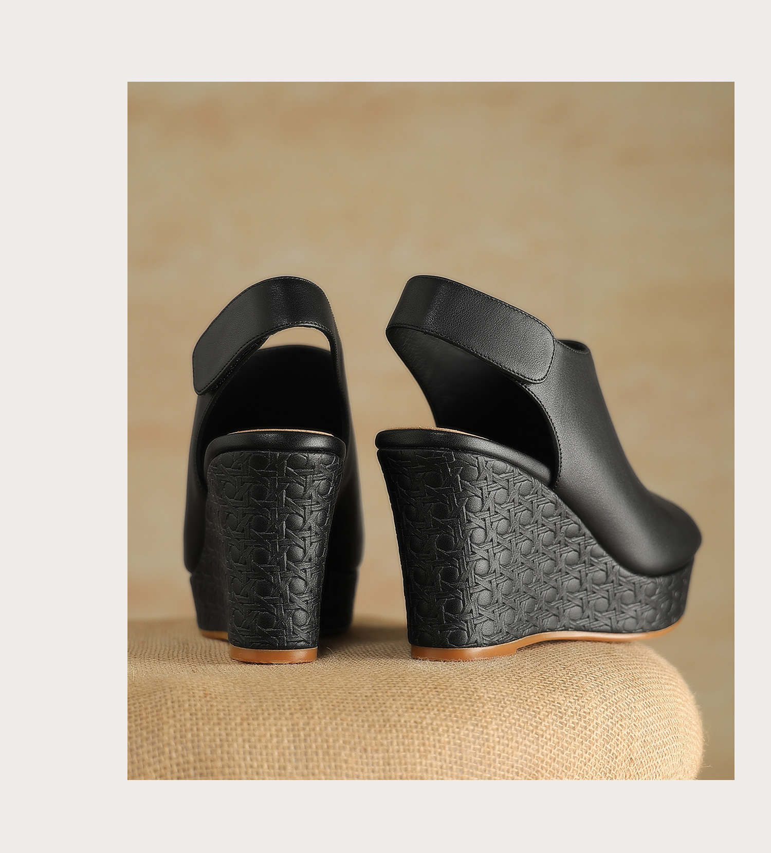 Sandal cao gót nữ quai ngang mũi hở đế xuồng gót 9 cm — màu đen, màu trắng ngà chi tiết 22