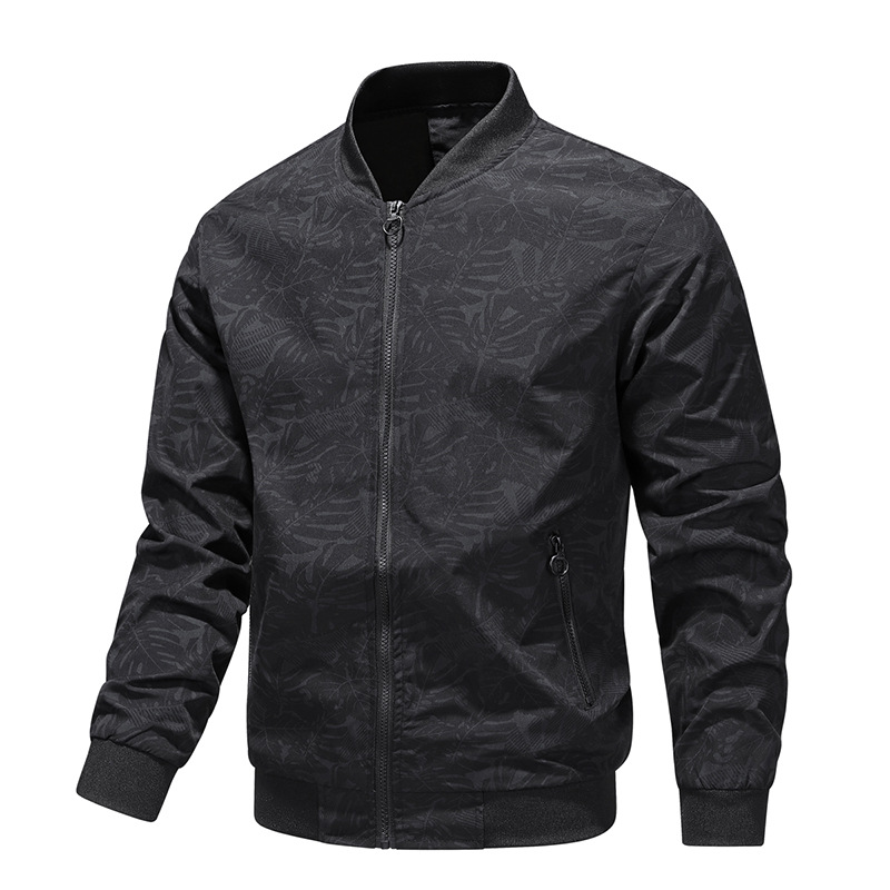 Chaqueta de cuello de béisbol transfronterizo hombre simple impresión de moda casual chaqueta deportiva primavera y otoño chaqueta delgada fábrica al por mayor
