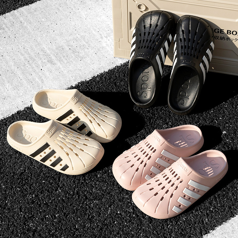 Cave Shoes Women's New EVA Cyber Celebrated Strap Sandals and Slippers Wading Beach Hollow Shoes Outer Wear Baotou Half Slippers Trendy