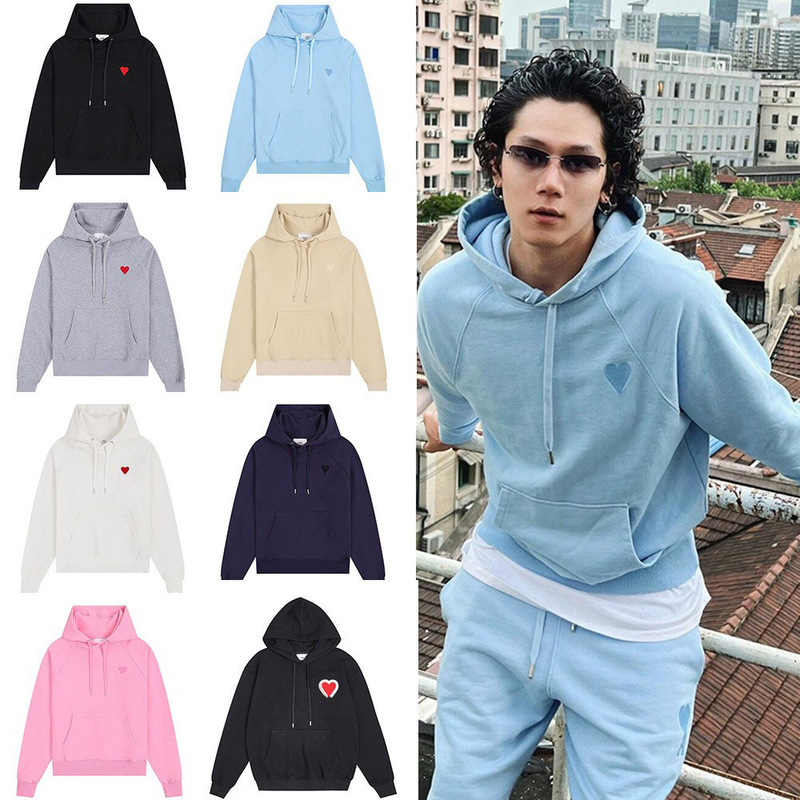 Foreign Trade Dropshipping Sweatshirt Autumn and Winter New Style Long-Sleeve Trendy Brand Hooded Unisex Small Heart Embroidered Hoodie Cross-Border