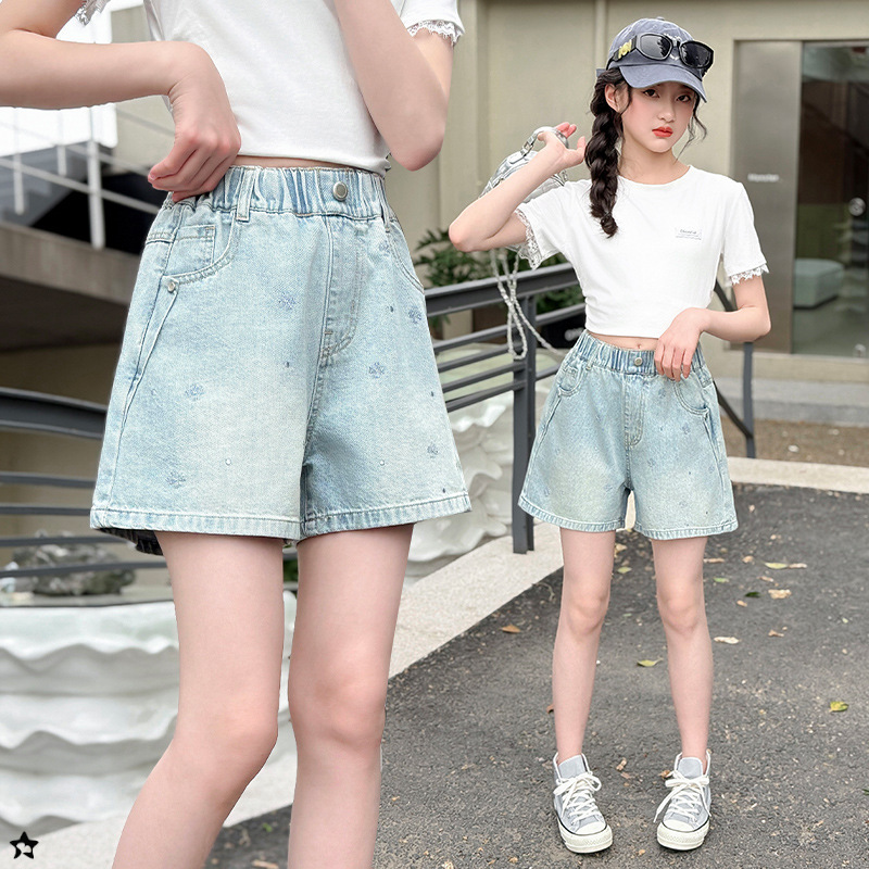 Girls' Shorts for Summer 2025 New Thin Denim Pants for Children