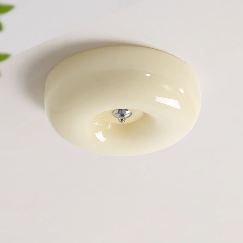 法式復古臥室圓形玻璃吸頂燈奶油風餐廳中古兒童房護眼中山燈具