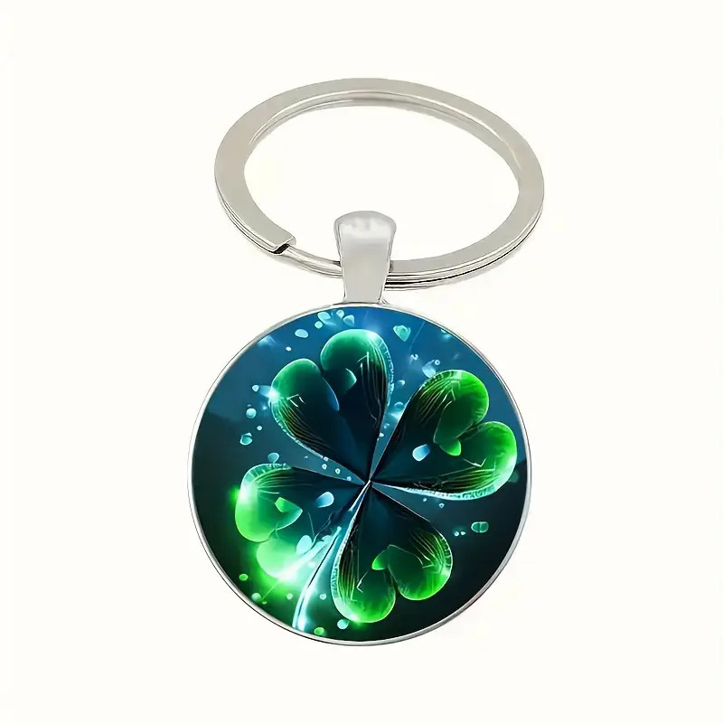 Irish Flag Four-Leaf Clover Keychain Pendant New Cloud Clover Alloy Pendant Keychain European and American Accessories Irish Flag Four-Leaf Clover Keychain Pendant New Cloud Clover Alloy Pendant Keychain European and American Accessories