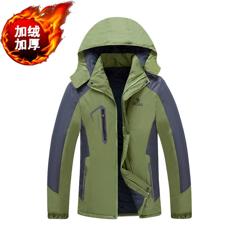 Ropa de asalto al aire libre para hombres con terciopelo grueso invierno abrigo de algodón impermeable a prueba de viento ventilable chaqueta de algodón de montaña de gran tamaño