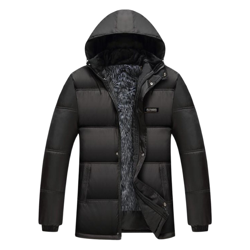 Suministro directo de fábrica otoño e invierno nuevo abrigo de algodón acolchado de mediana edad y ancianos abrigo de algodón acolchado con capucha engrosada forrada de los hombres papá de mediana edad