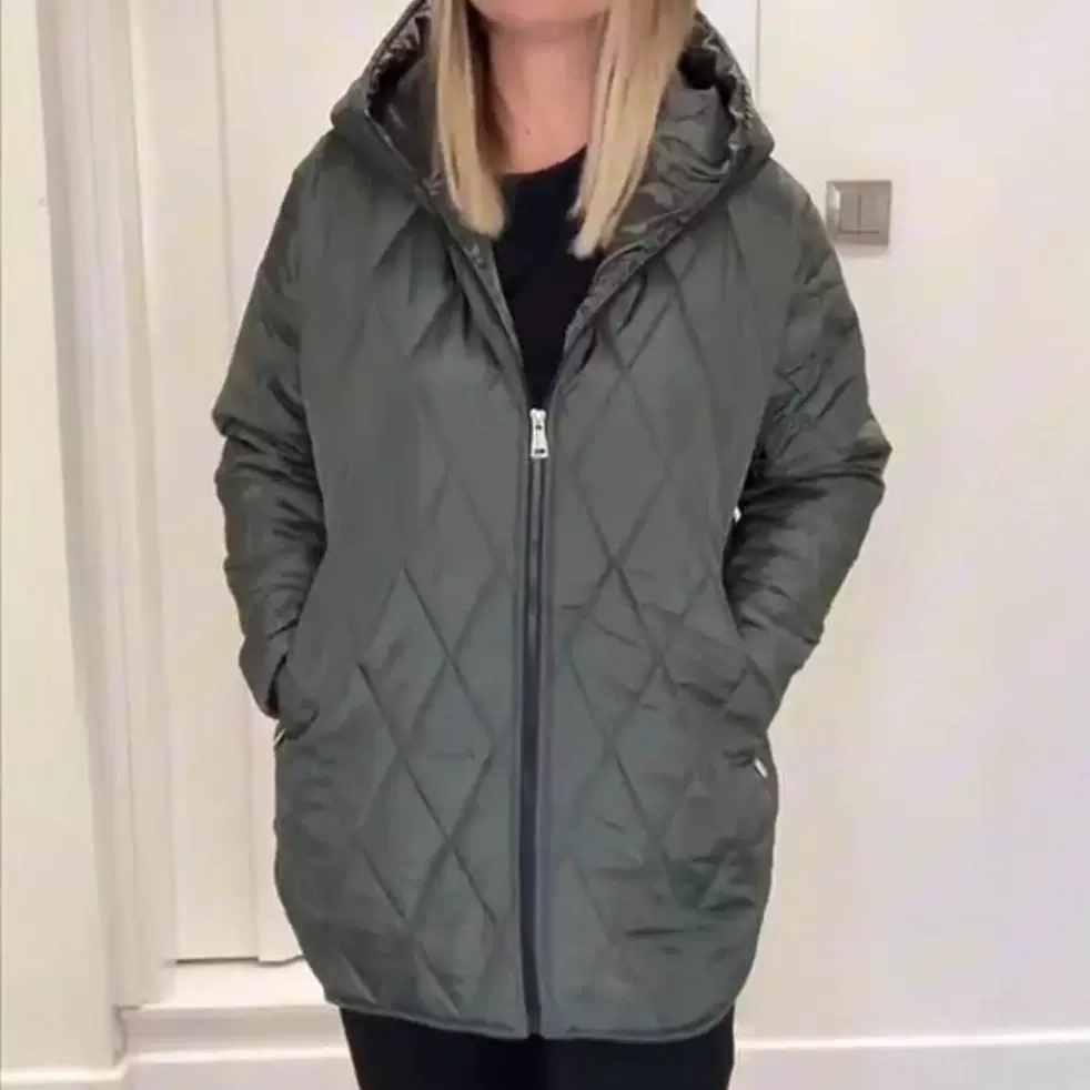 2025亚马逊欧美跨境新款女式冬季连帽绗缝保暖羽绒棉服夹克外套