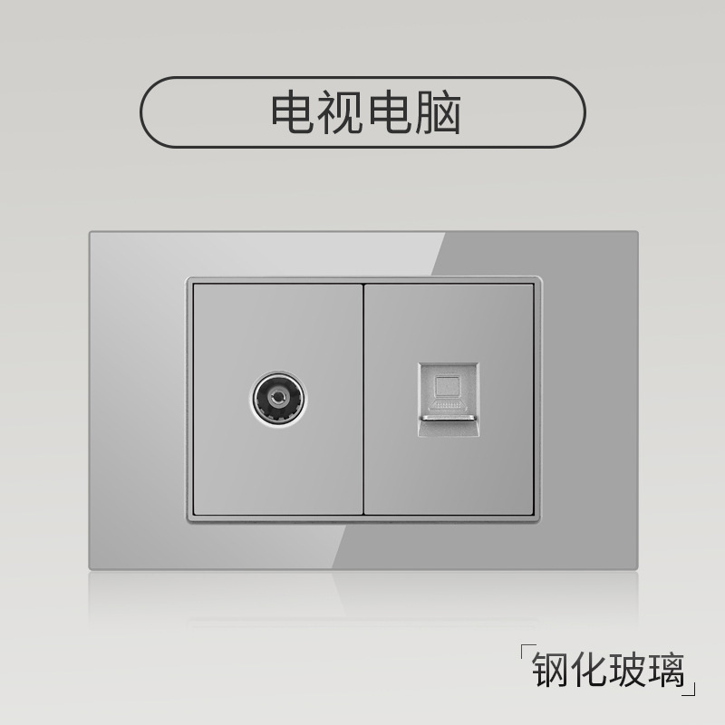 Enchufe de pared con interruptor de vidrio templado gris tipo C estándar americano de 110 V de Taiwán, panel de enchufe de pared con carga rápida de 20 W y atenuación