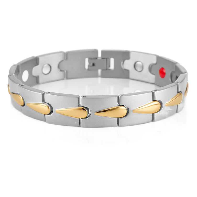 Joyería europea y americana al por mayor de acero inoxidable en forma de gota de arena chapado multi-color Cuatro en Uno niños pulsera magnética en stock image 1