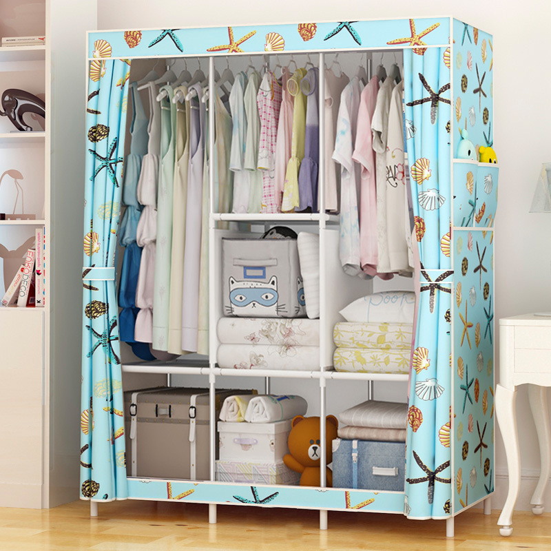 Armario de tela simple, habitación de alquiler, armario de dormitorio doméstico, armario de tela ensamblado, estante de armario colgante de almacenamiento minimalista moderno