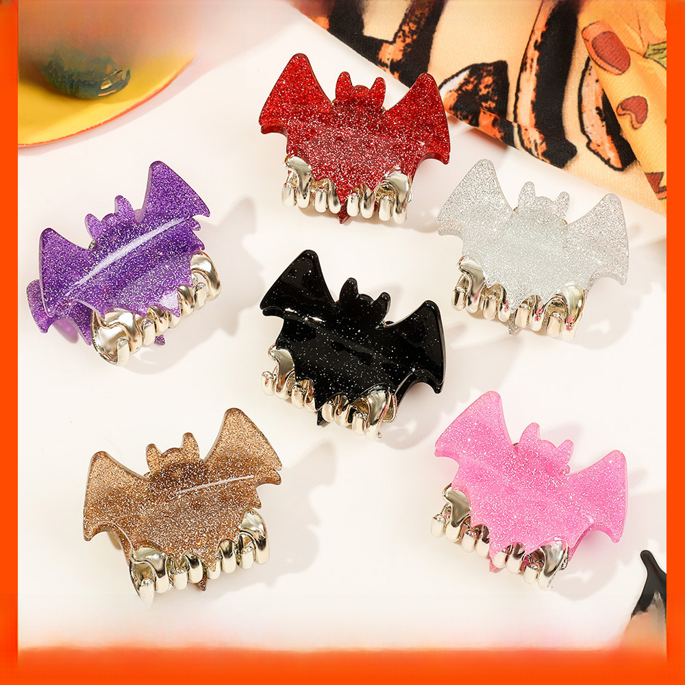 Oddly Reading Bat Hairpin Halloween Funny Grab Clip Temperament Glitter Hair Shark Clip Holiday Dress Hair Accessories Wholesale_voghion.com