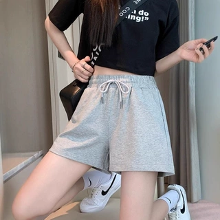 运动短裤女夏季新款高腰宽松显瘦a字休闲大码居家阔腿热裤外穿ins