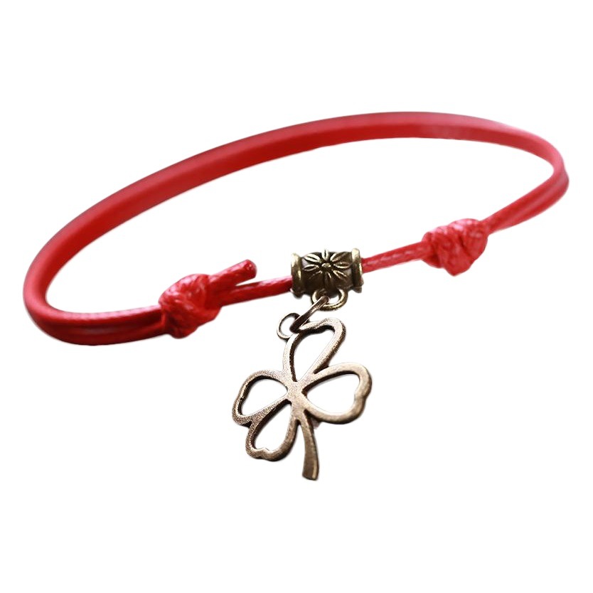 Pulsera tejida a mano – motivos trébole/póker, estilo unisex vintage