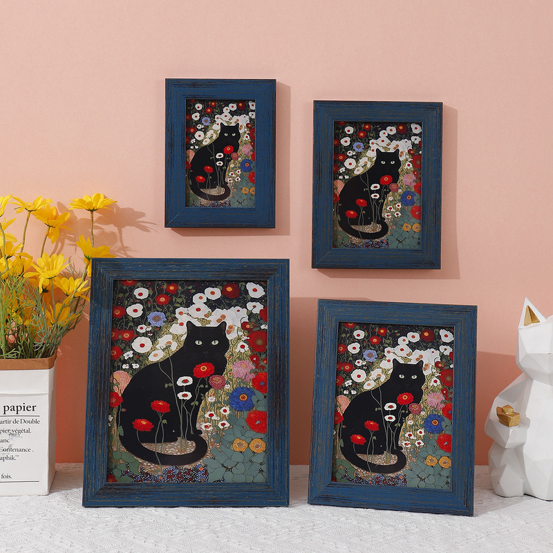 Cross-border European and American retro photo frame with bracket setting table 6 inch 7 inch small oil painting frame painting core art work mounting frame