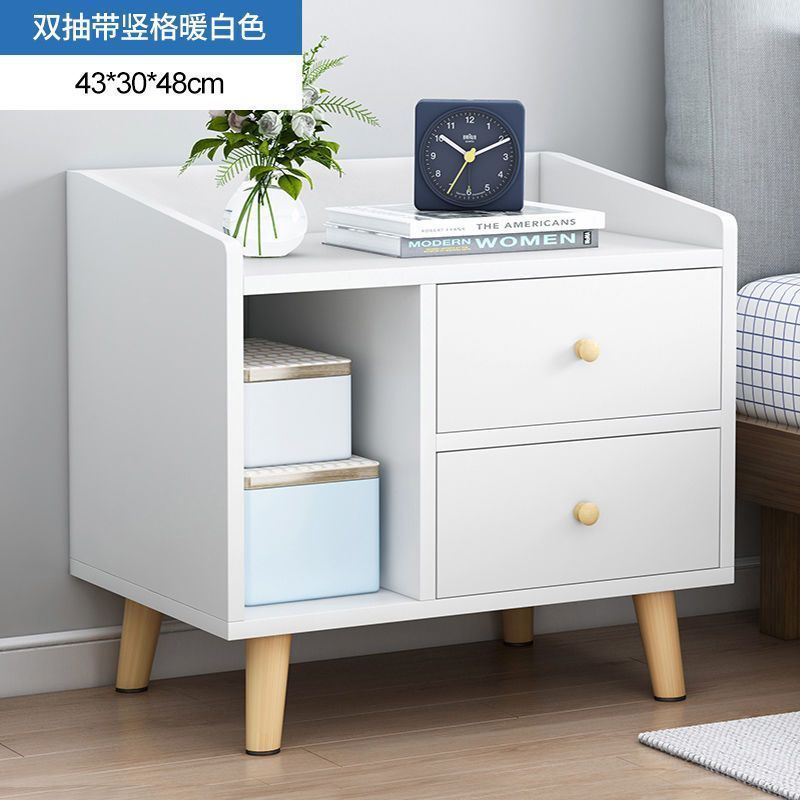 【업그레이드 버전 2단 서랍 격자형】 따뜻한 흰색 + 원목 다리✦☆