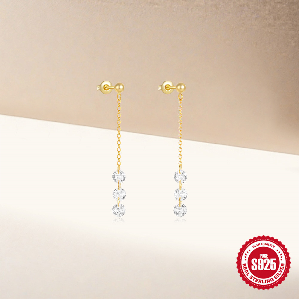 1g Weight 925 Sterling Silver Ear Needle Material 18K Gold Plated Plating Material Drop Earrings Classification 1 Pair Quantity Date, Tea Party Occasion 925 Sterling Silver Material Geometric Pattern All Seasons Season Women's Gender Elegant, Sweet Style 1 Pair 18K Gold Plated 925 Sterling Silver 925 Sterling Silver Earrings Geometric Drop Earrings 24