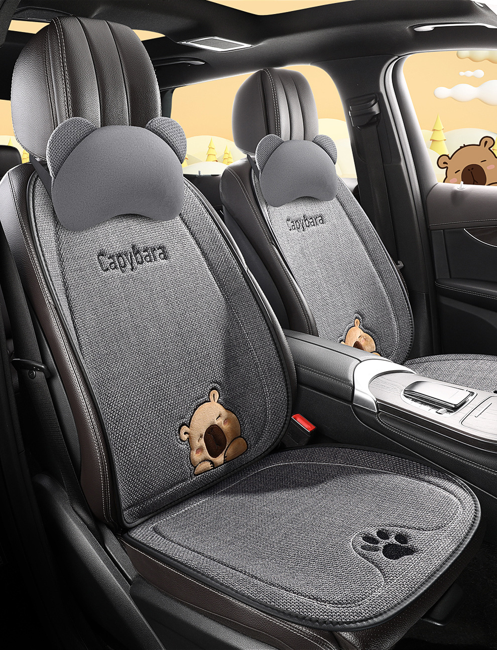 Car Cushion Chun Ma Four Seasons Universal Comfortable Breathable Cute Carto Card Pibala Bundle-Free Non-Slip Cushion