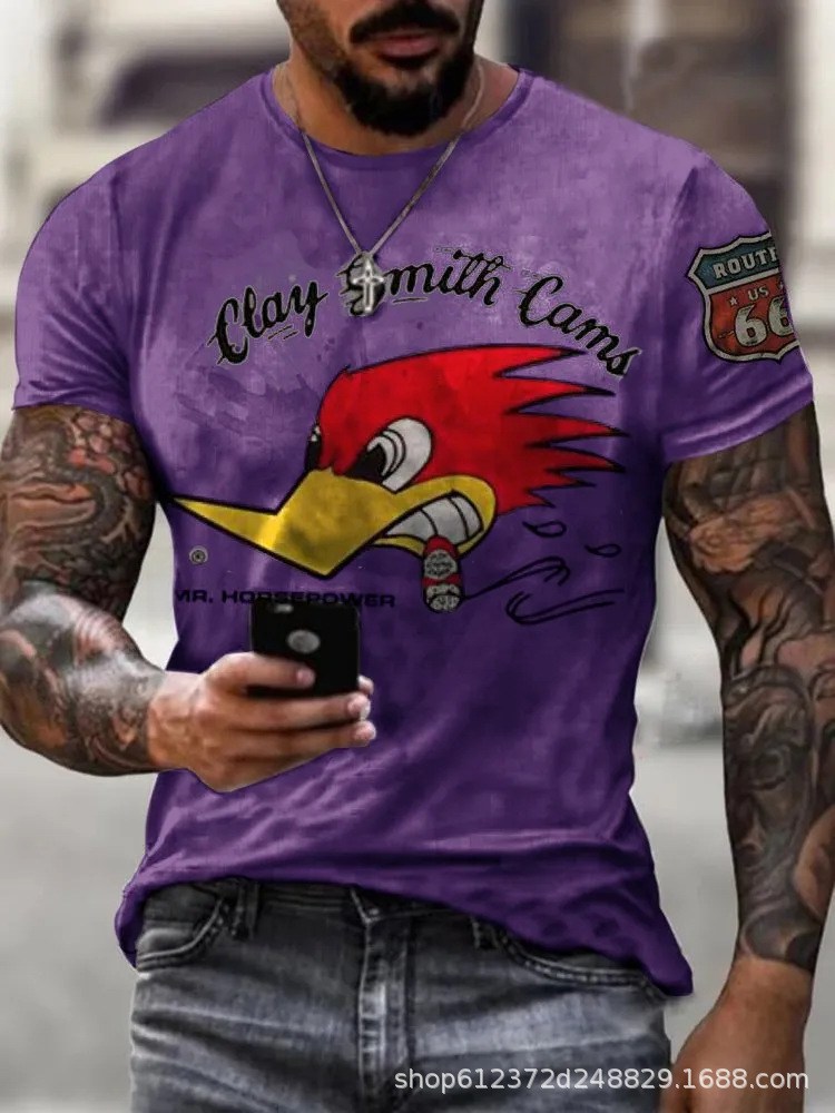 Fabricante de la fuente de los hombres de la camisa de manga corta de la calle Nueva Venta caliente de comercio electrónico transfronterizo camiseta impresa 3D arte flexible