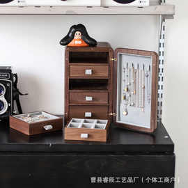 跨境木质首饰盒冰箱造型饰品珠宝收纳盒多层戒指耳钉展示盒饰品盒