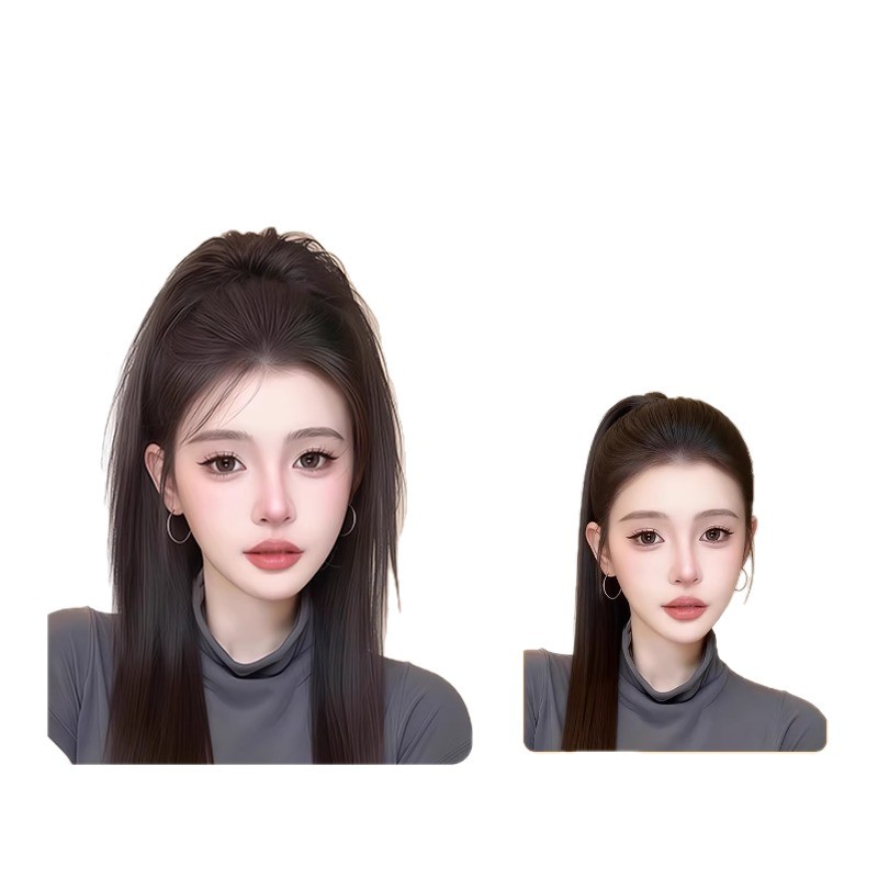 Cauda de caballo peluca trenzada mujer agarrar clip medio-Zalame cascada de caballo alto esponjoso aumento de cabello alto cráneo falso cauda de caballo