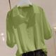 Solid Color Short-sleeved Ice Silk Shirt Women's Summer Thin plus size Loose Polo Collar Design Sense Small Casual Top