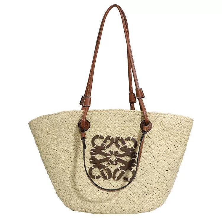 Luo Jia Shoulder Tote Straw Woven Bag Hand-Woven Beach Bag For Seaside Vacation Rattan Straw Shoulder Bag - Thumbnail 5
