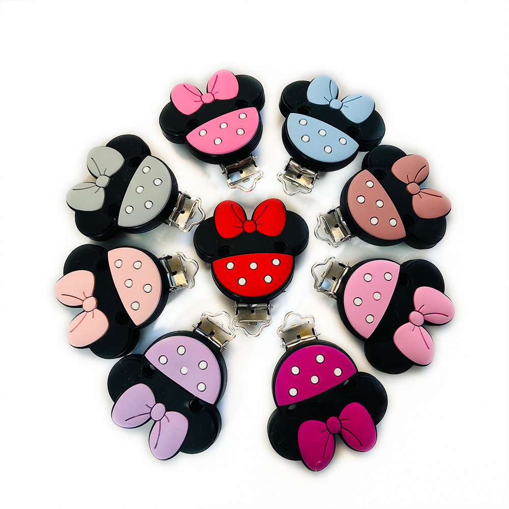 New Product Silicone Minnie Pacifier Clip Hardware Duckbill Clip Infant Anti-Drop Chain Clip Soothing Chain Accessories