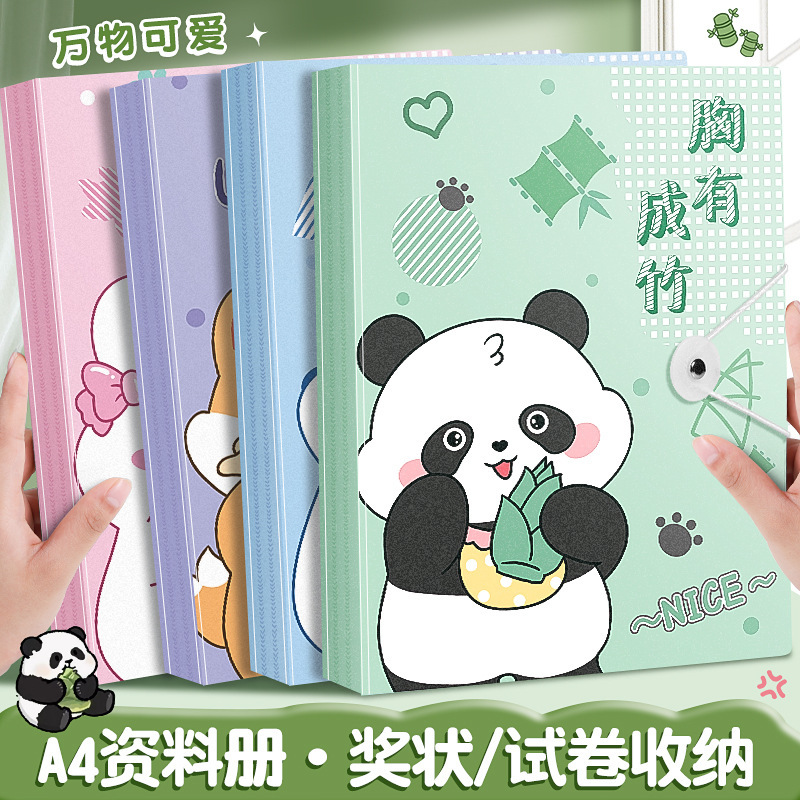 A4资料册插页文件夹透明内页学生试卷收纳册卡通资料收集册批发