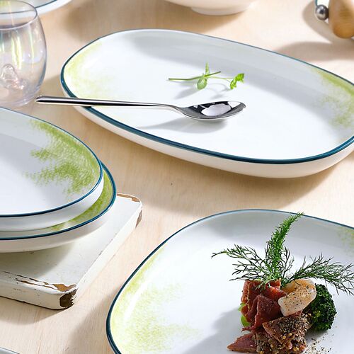 Ceramic tableware set, high-end Japanese elegant jade retro texture creative trendy dinner plate restaurant wholesale gift cross-border