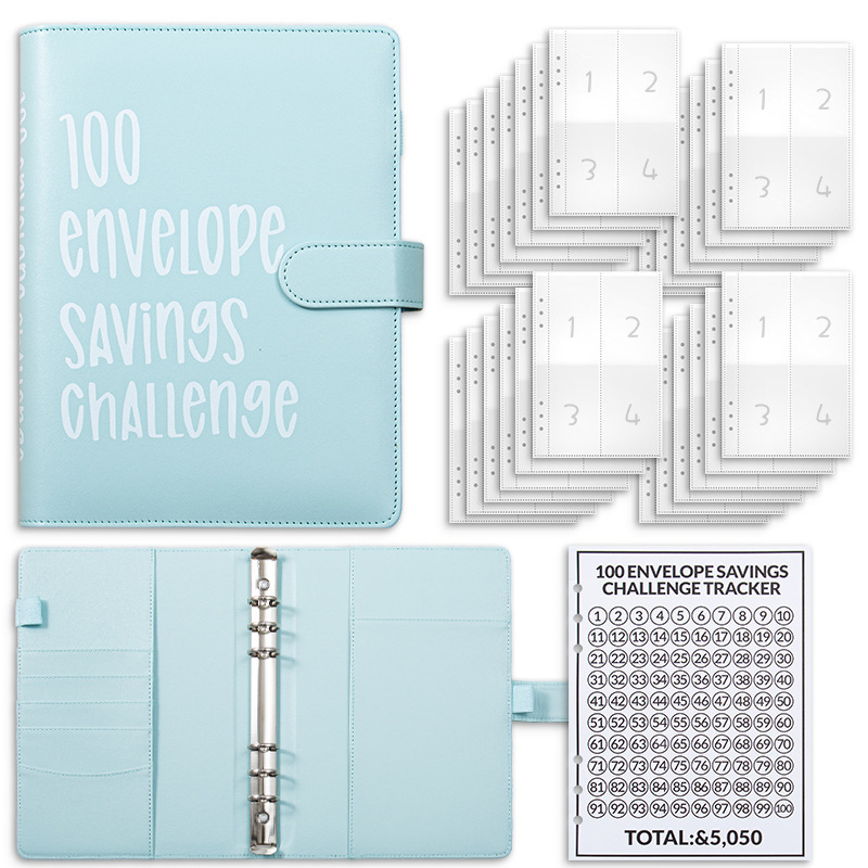 Cross-border Explosions Couple 100 Days Challenge Saving Money Saving Notebook Cash Envelope Saving Loose-leaf Hand Account Cross-border Explosions Couple 100 Days Challenge Saving Money Saving Notebook Cash Envelope Saving Loose-leaf Hand Account