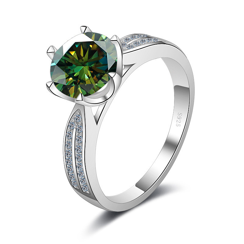 Anillo de color de tres quilates blanco incrustado con mosaico rosa azul verde mosaico con certificado de lápiz lateral