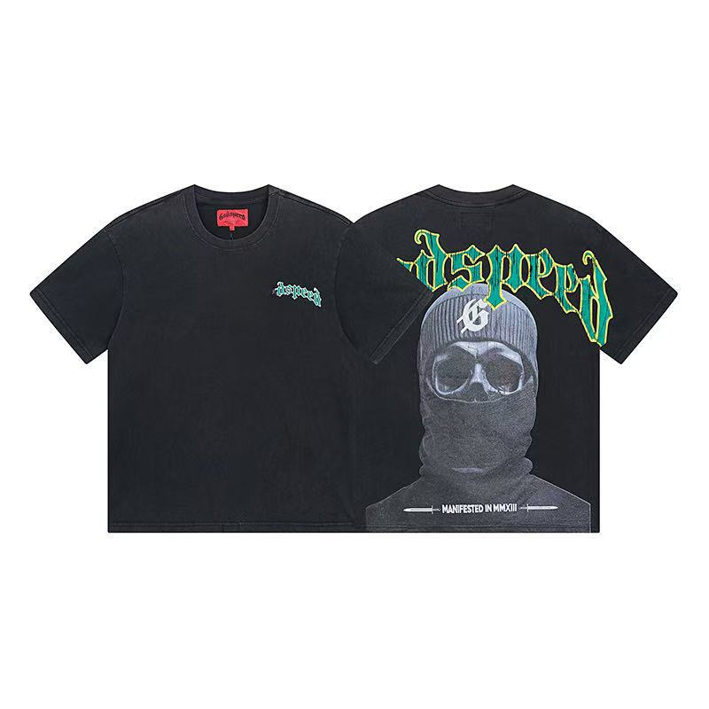 25ss アメリカのトレンディなブランド GOD ロックバンド ヒップホップ レタープリント 半袖 高品質 コットン Tシャツ カップル同スタイル|undefined