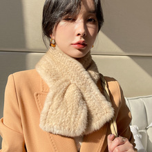 韩国水貂毛皮草围巾女秋冬双面水貂水貂围脖皮草毛领子皮草围脖潮